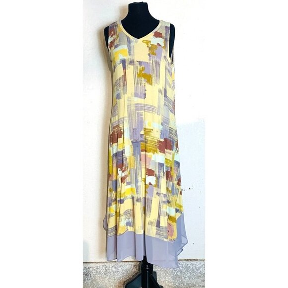LOGO Laurie Goldstein Dresses & Skirts - LOGO Laurie Goldstein Maxi Asymmetric Dress With Pockets Yellow & Purple M
